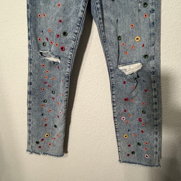 AO.LA  Alice + Olivia Whimsical Grommet Jean Sz 28 Indie High Rise MSRP $495.00 - Picture 10 of 11